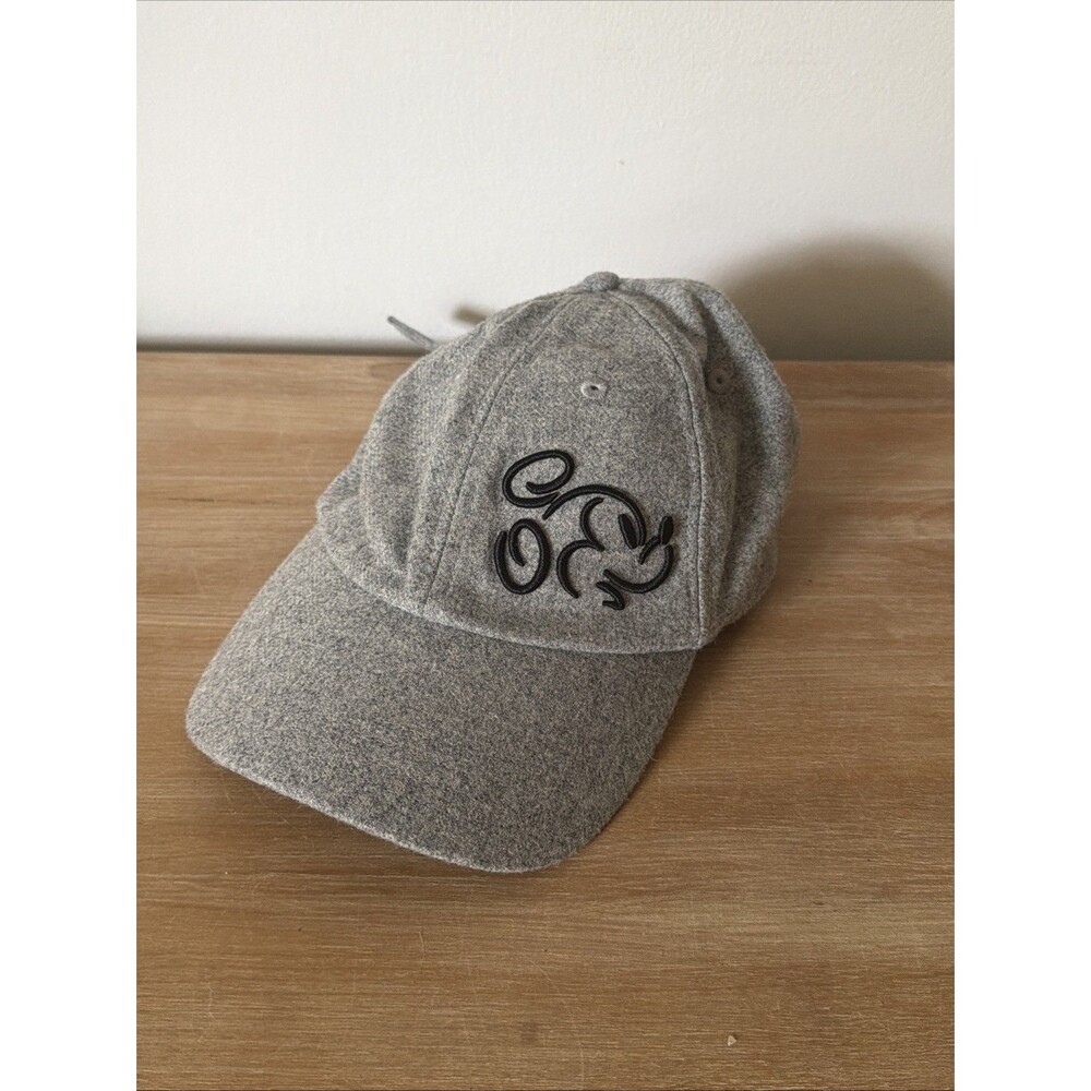 Disney Parks Mickey Mouse Hat Cap Strap Back Adjustable Gray One Size Wool Blend